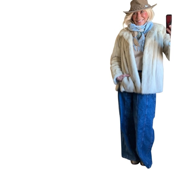 Tourmaline white blonde mink Vtg coat jacket pristine condition pockets collar M - Picture 6 of 14